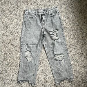 Distressed Gray Women's Jeans